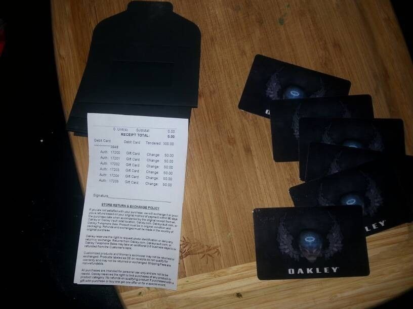 For Sale - Oakley Gift Cards | Oakley Forum