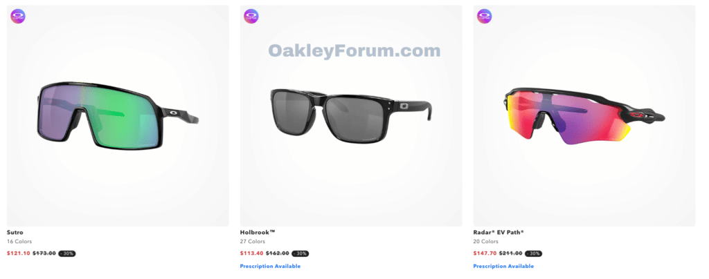 Sunglasses on sale on Oakley's Website for black Friday